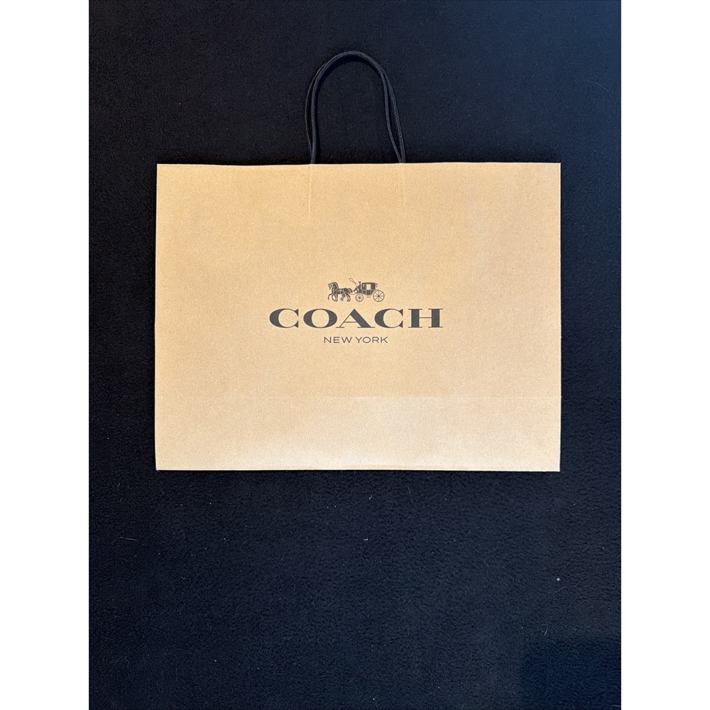 Coach Brown Shopping Gift Bag With Black Handles    16" x 12" x 6"